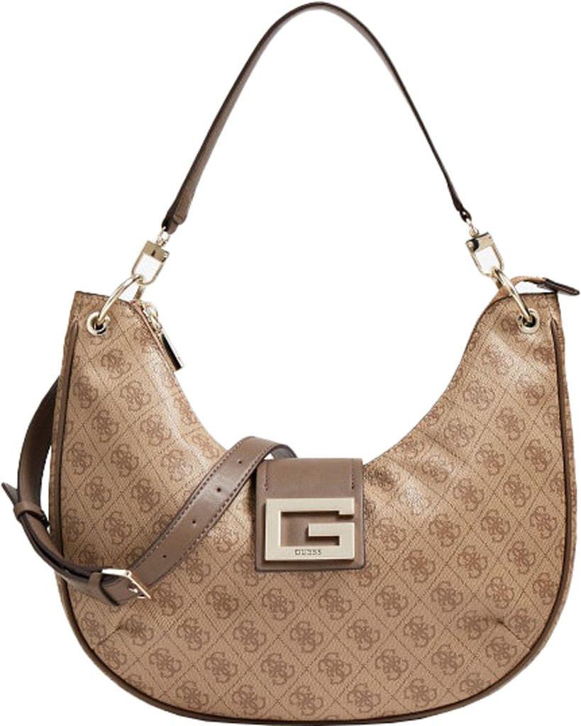 Guess Brightside Hobo Handbag — Luxury Latte Polyurethane Bag for Women.